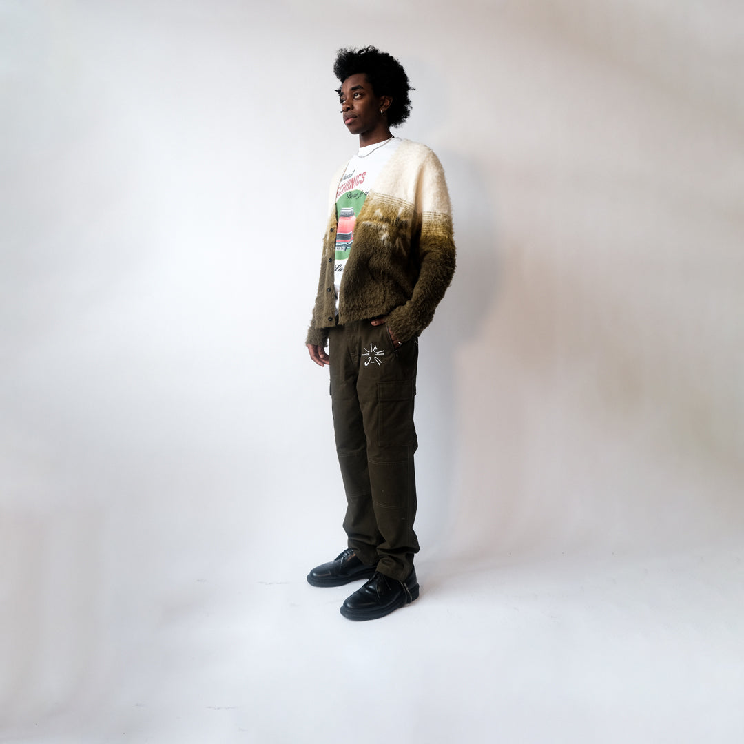 CLOCKWORK MOHAIR CARDIGAN (CREAM/GREEN)