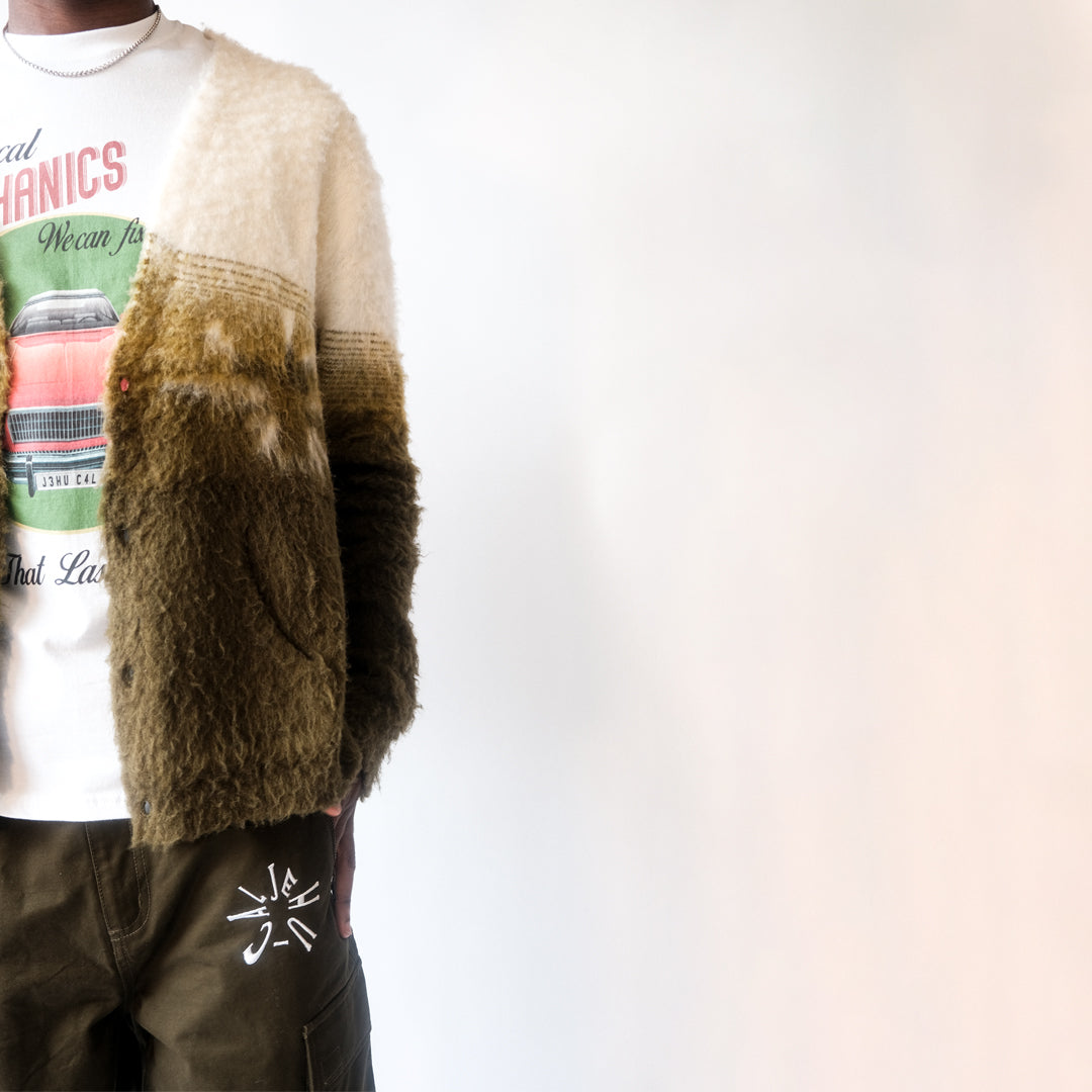 CLOCKWORK MOHAIR CARDIGAN (CREAM/GREEN)