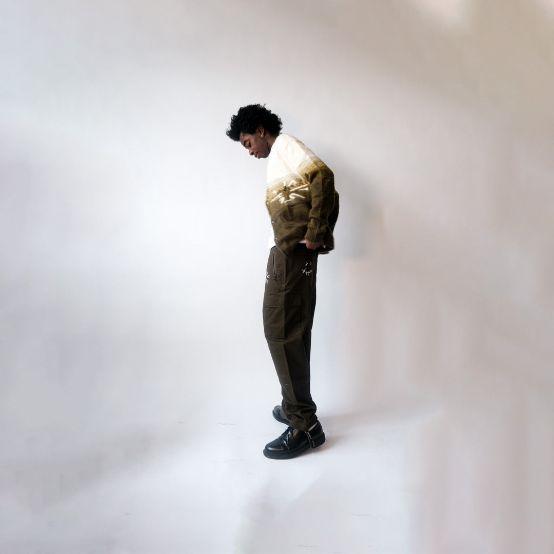 CLOCKWORK MOHAIR CARDIGAN (CREAM/GREEN)