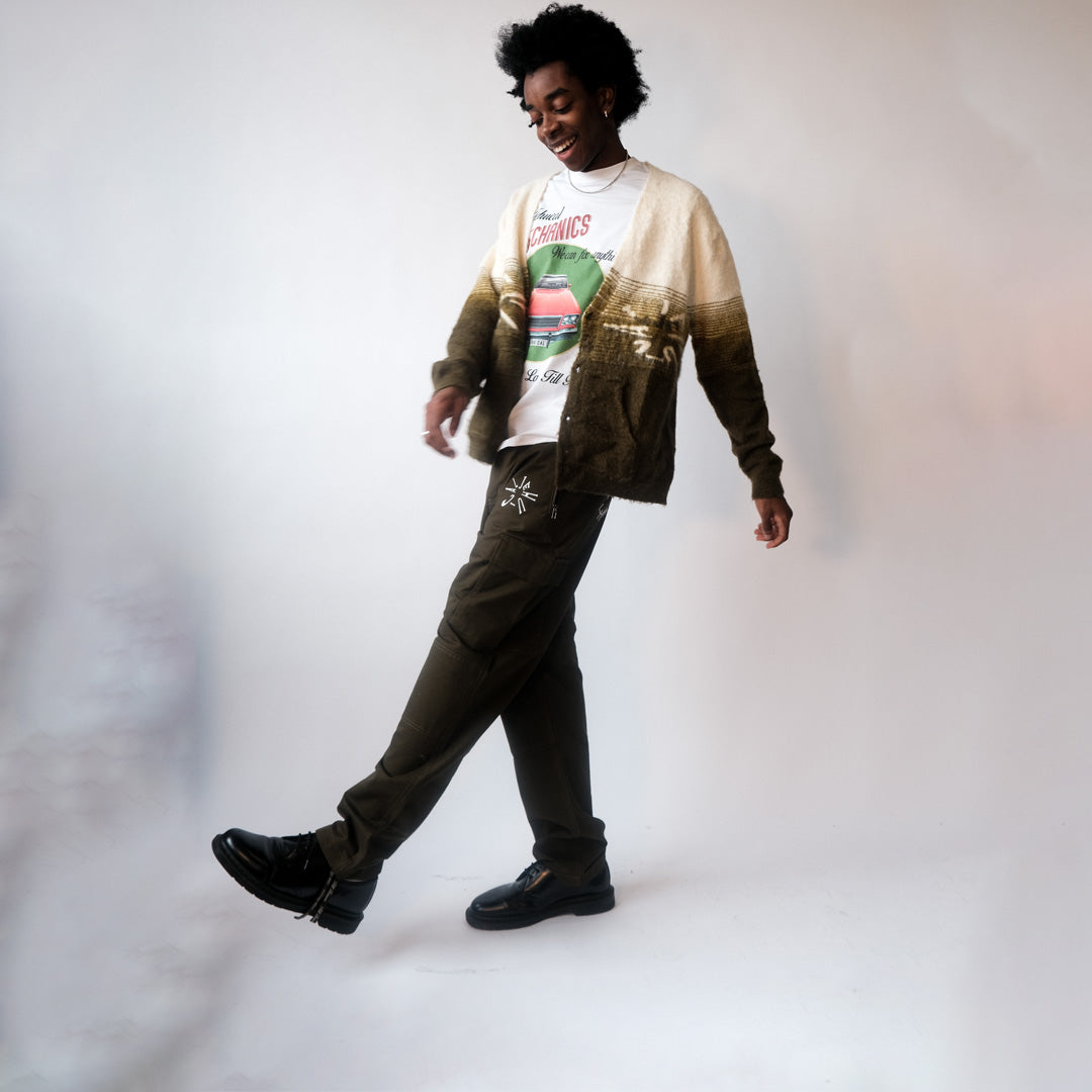 CLOCKWORK MOHAIR CARDIGAN (CREAM/GREEN)