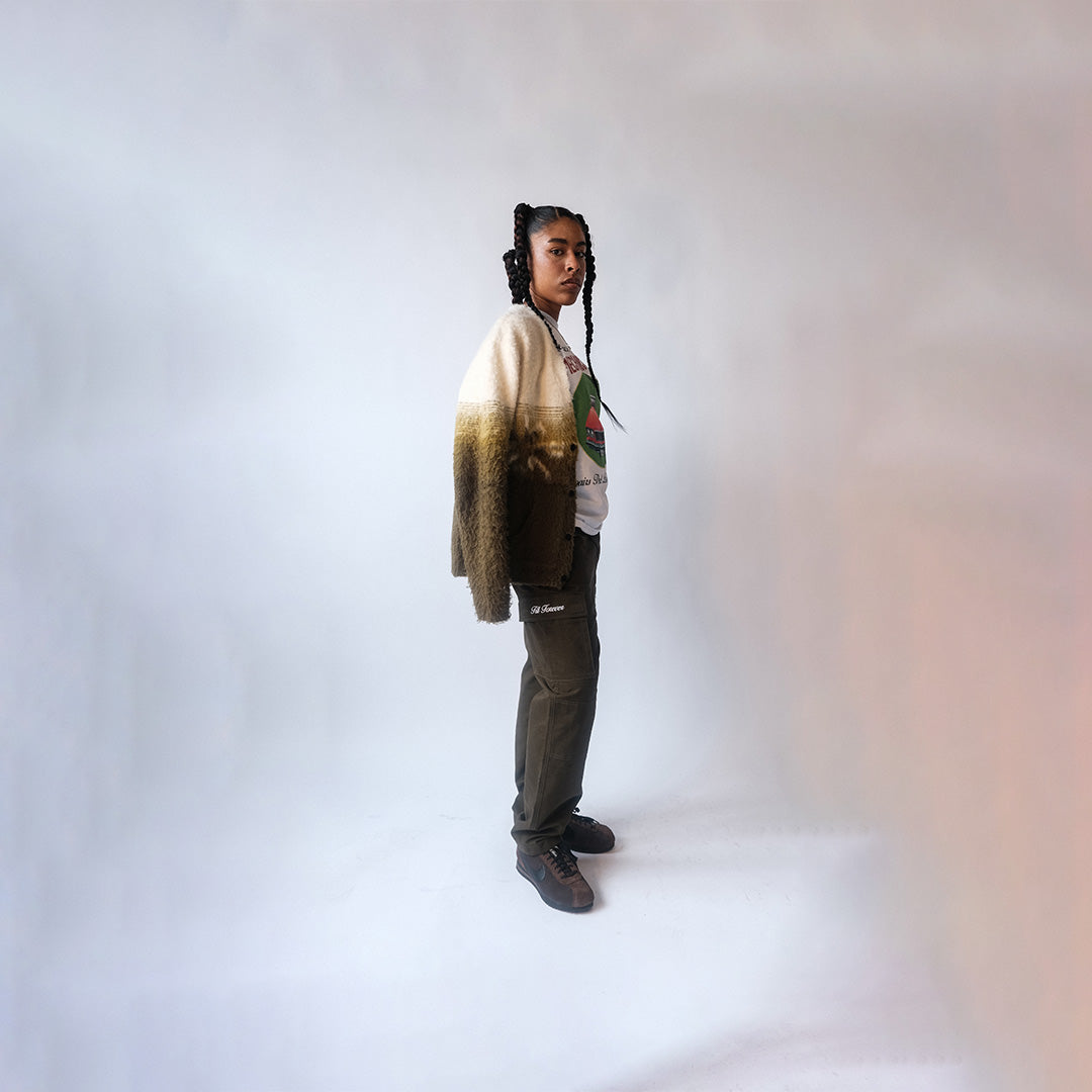 CLOCKWORK MOHAIR CARDIGAN (CREAM/GREEN)