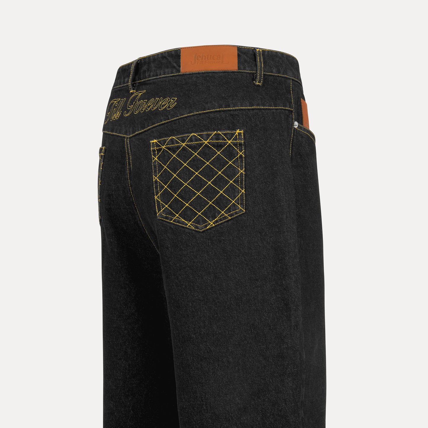 Cross Stitch Denim Jeans (Black/Yellow)