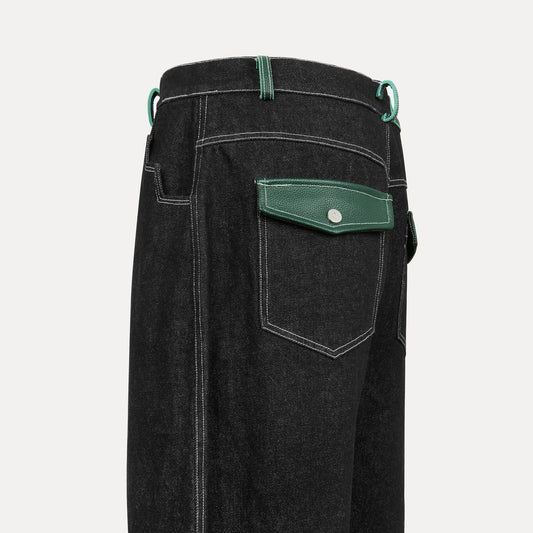 Verdant Step Denim Jeans (Black/Green)