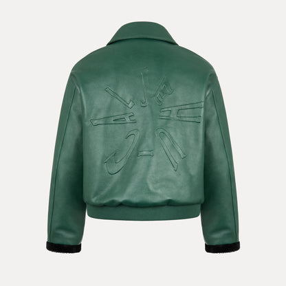 Verdant Clasp Leather Jacket (Removable Fur Collar)