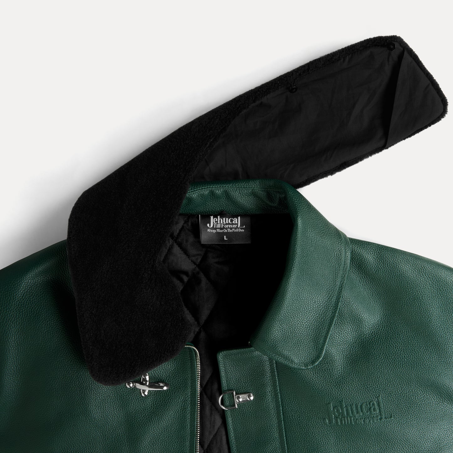 Verdant Clasp Leather Jacket (Removable Fur Collar)