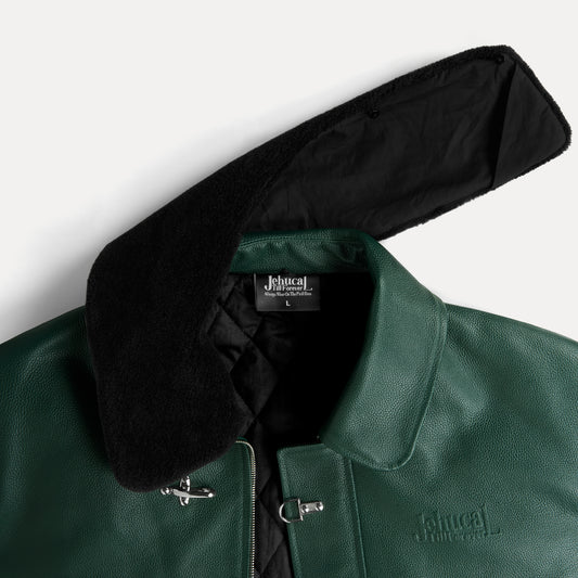 Verdant Clasp Leather Jacket (Removable Fur Collar)