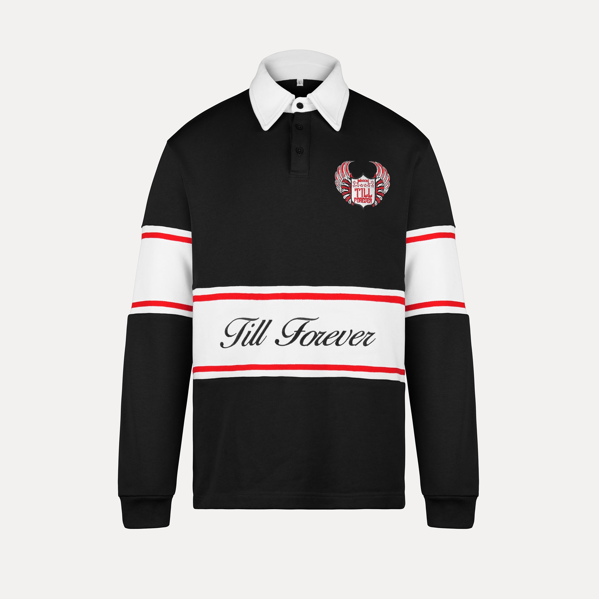 The Nightfall Rugby Polo (Black/White/Red)