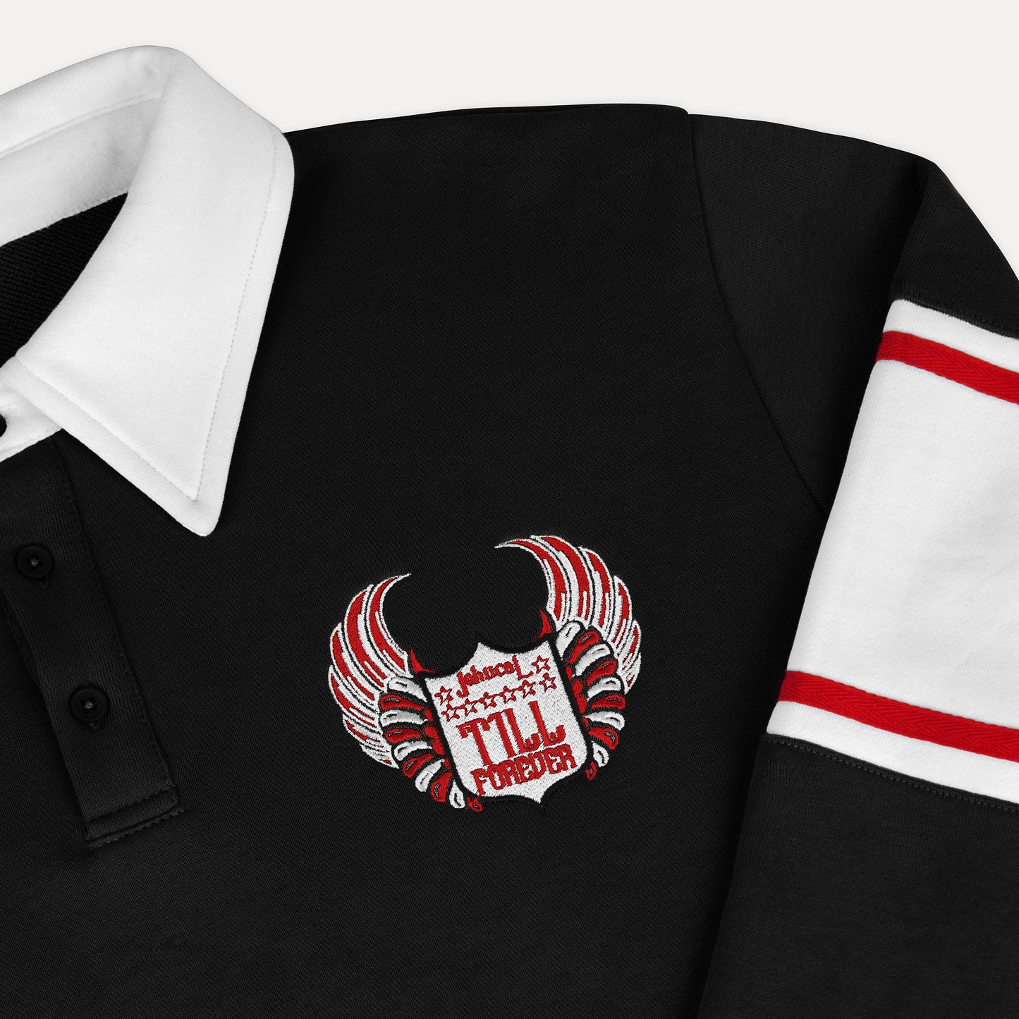 The Nightfall Rugby Polo (Black/White/Red)