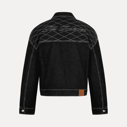 Cross Stitch Denim Jacket (Black/White)