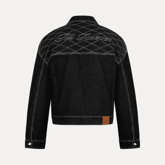 Cross Stitch Denim Jacket (Black/White)