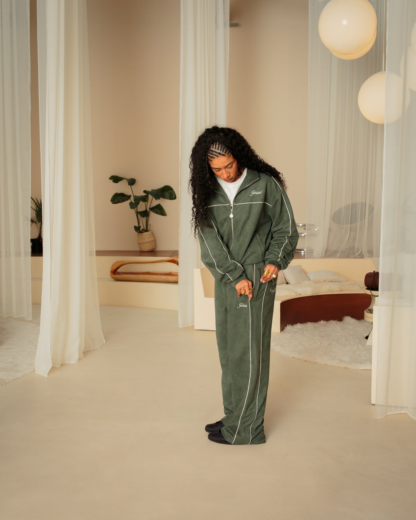 Emerald Suede Track Pants (Green)