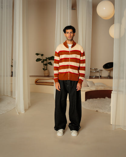 Cinnamon Stripe Mohair Jumper (Brown/Beige/Red)