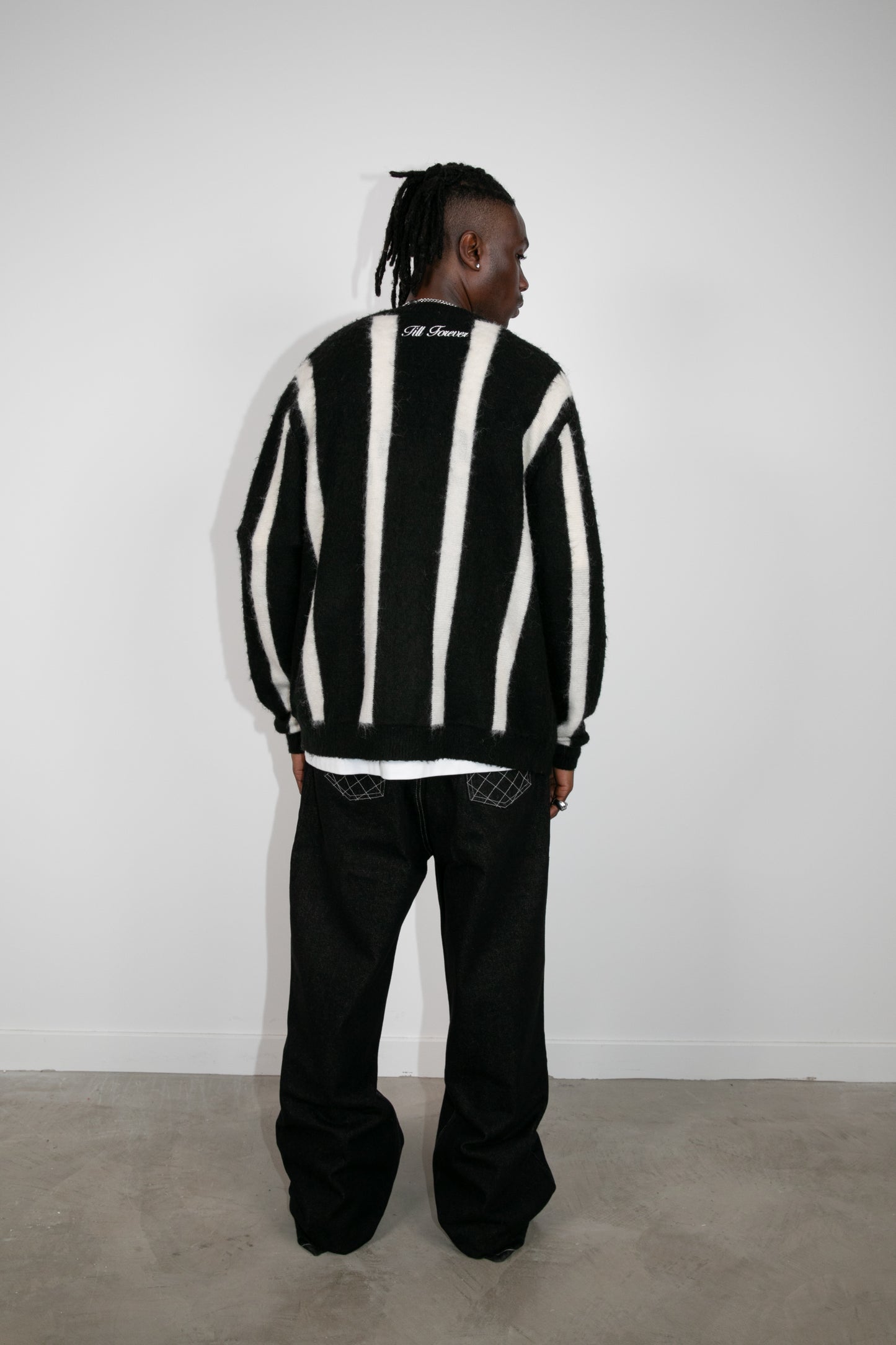 Aurelian Mohair Striped Cardigan (Black/White)