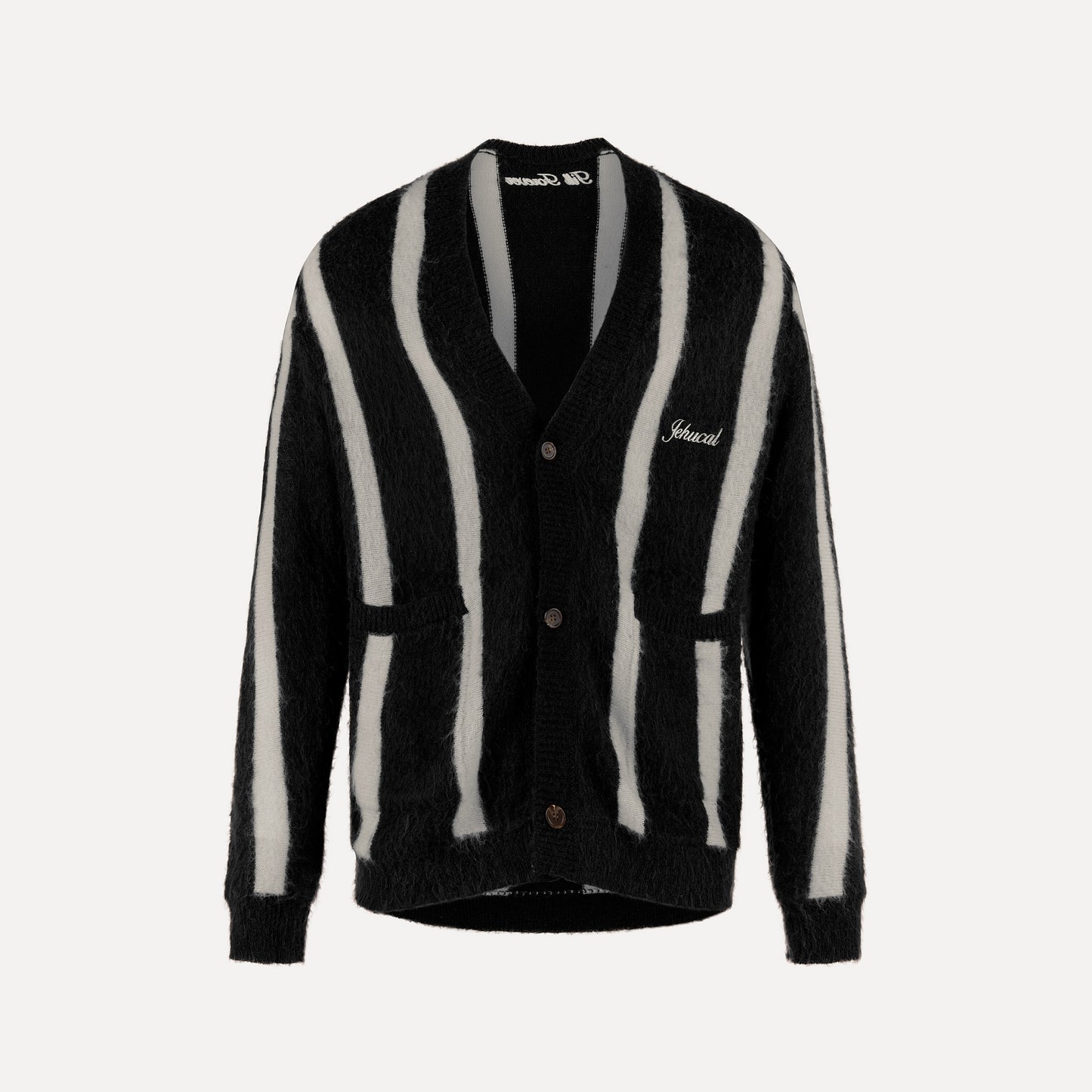 Aurelian Mohair Striped Cardigan (Black/White)