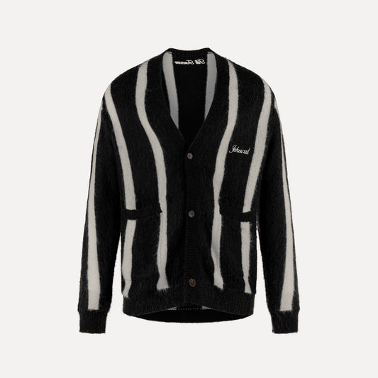 Aurelian Mohair Striped Cardigan (Black/White)