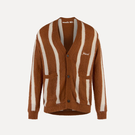 Aurelian Mohair Striped Cardigan (Brown/White)