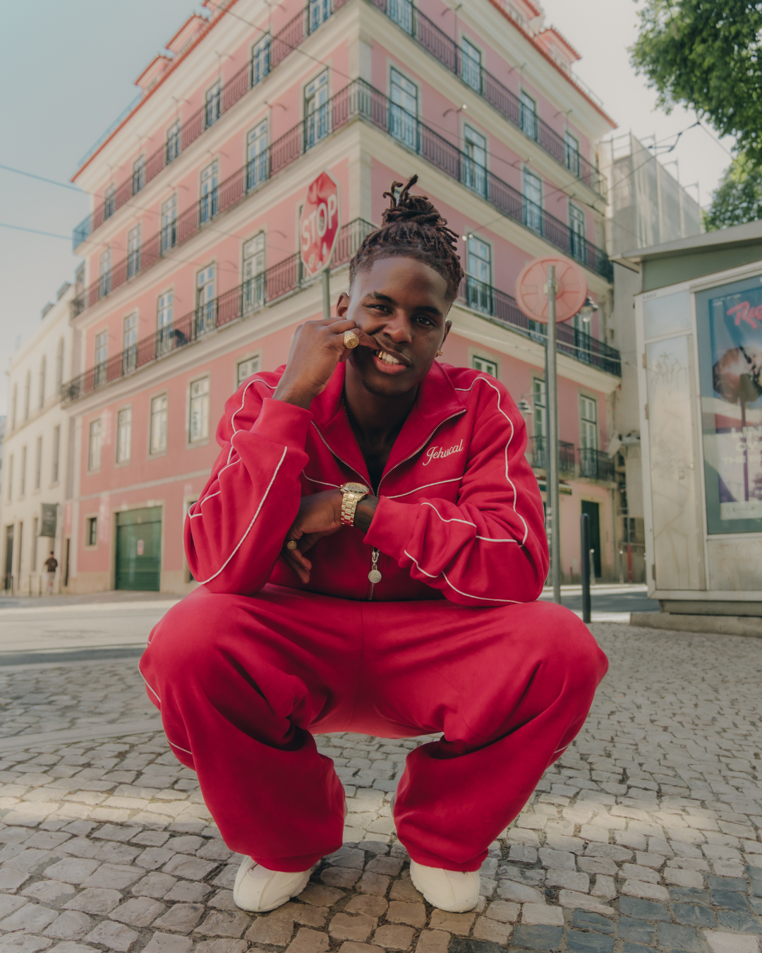 Cherry Suede Track Pants (Red)