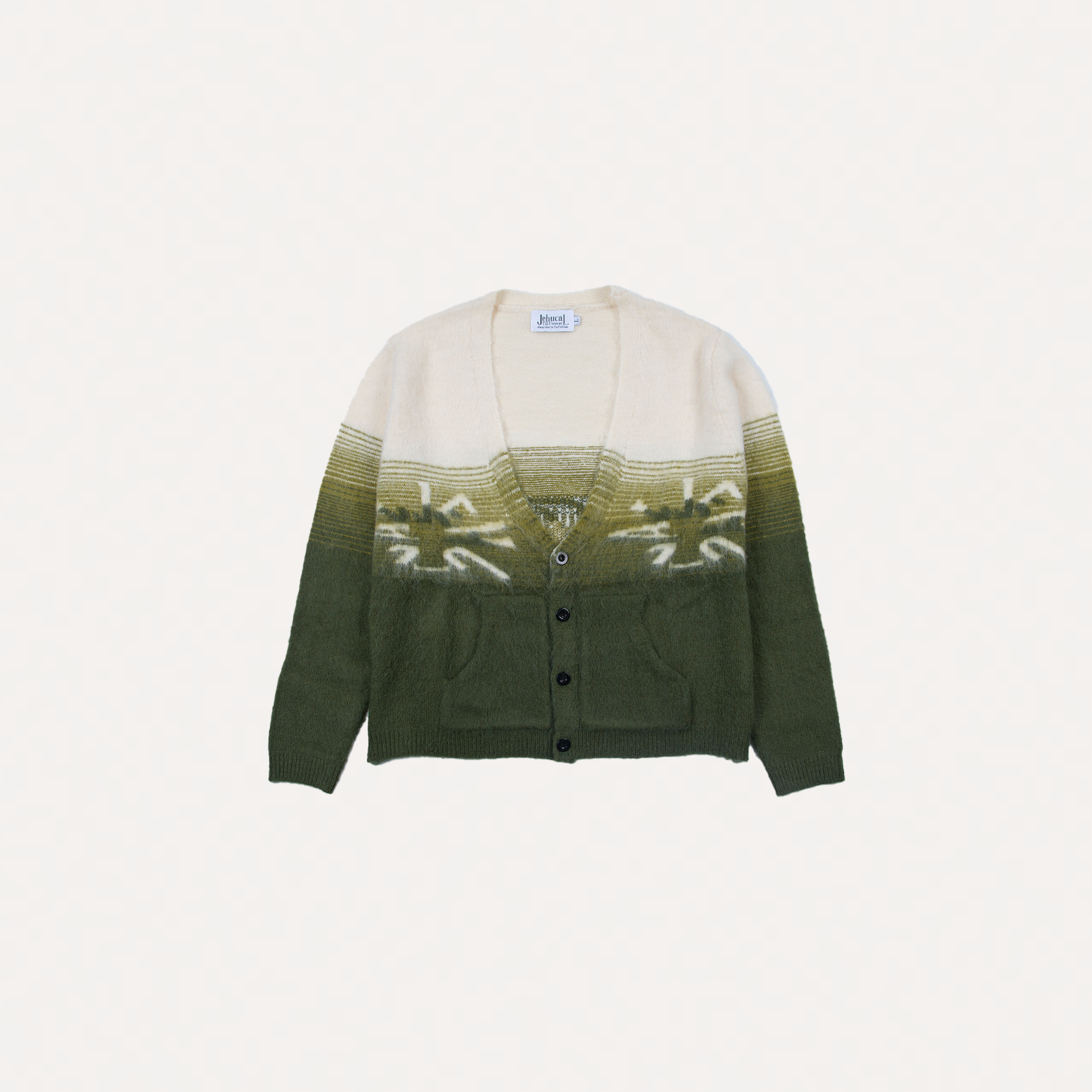 Clockwork Mohair Cardigan (Cream/Green)