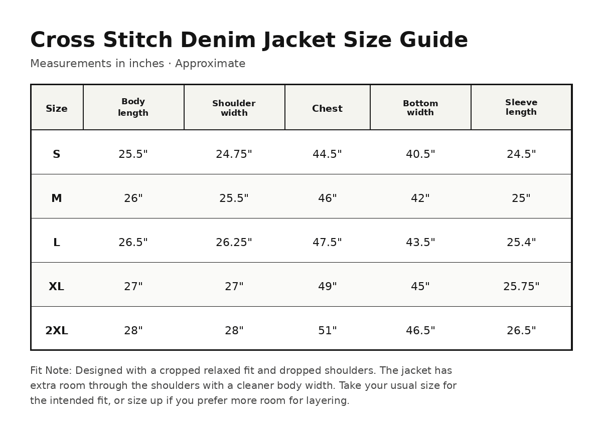 Cross Stitch Denim Jacket (Black/Yellow)