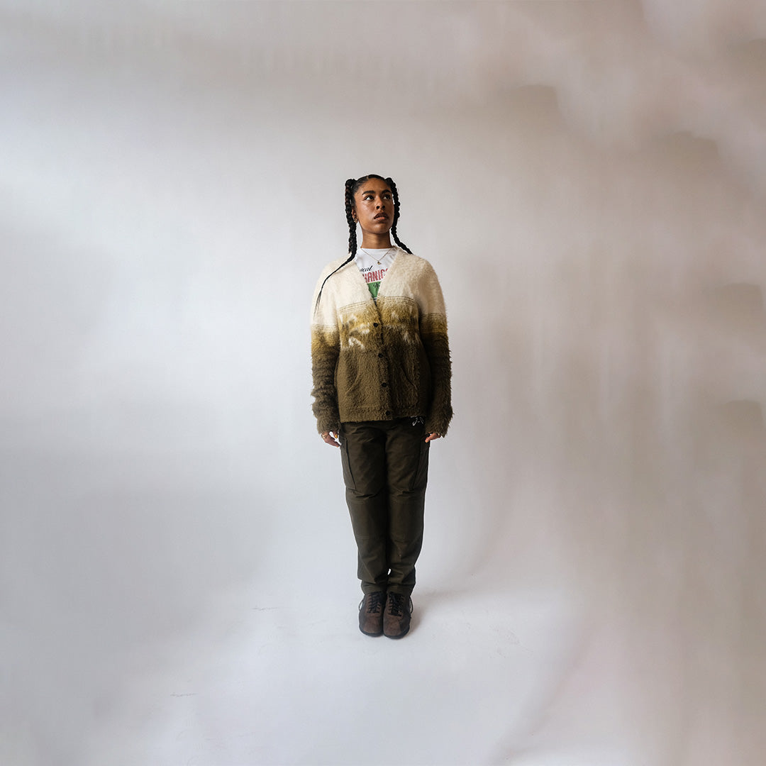 CLOCKWORK MOHAIR CARDIGAN (CREAM/GREEN)