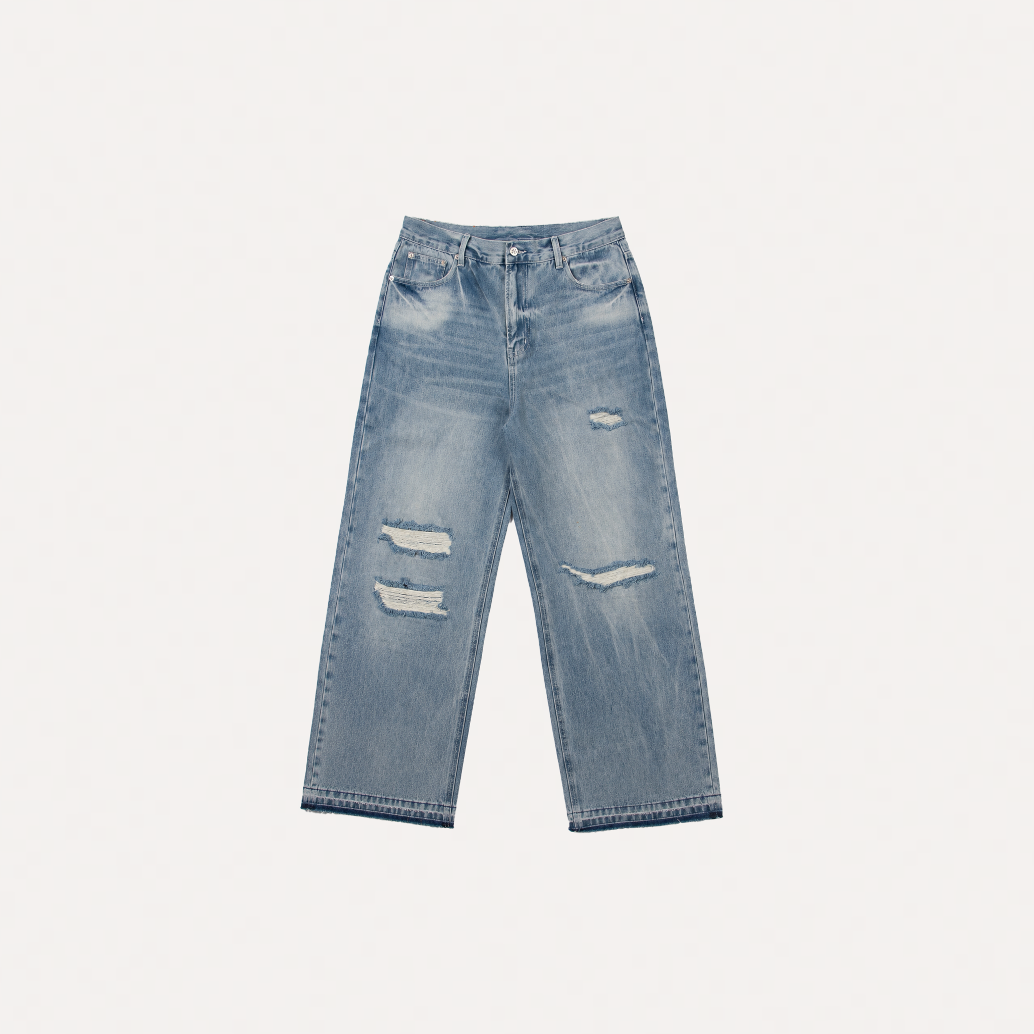 Stonewash Distressed Denim Jeans (Light Blue)