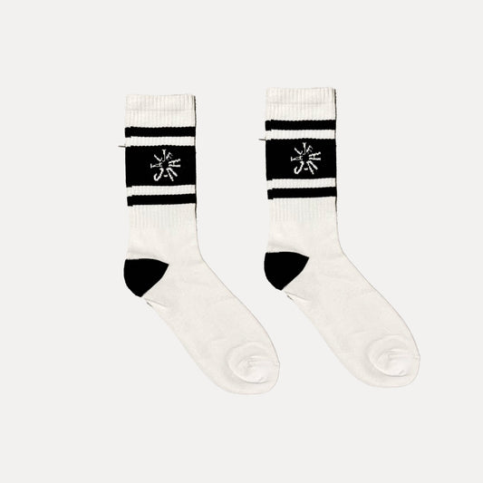 Clockwork Striped Socks (White/Black)